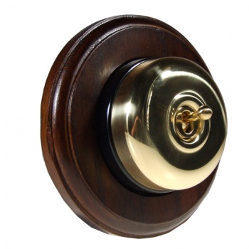 1 Gang 2 Way Dark Oak, Polished Brass Dome Period Switch